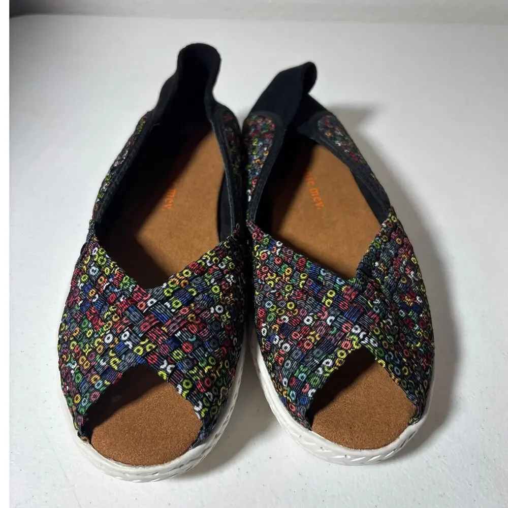 Bernie Mev NWOT Size 9 (EU 40) Brooke Peep-Toe Slip-On Flats Multicolor Dazzle